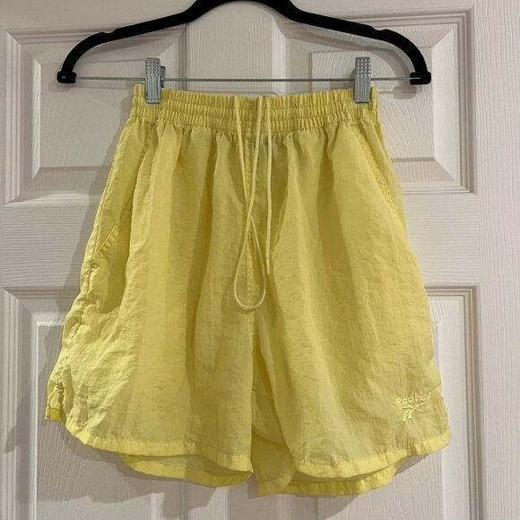 Vintage Reebok Yellow Fitness Swim Shorts Size Small - Picture 1 of 4
